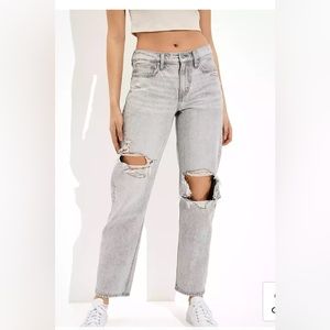 American eagle straight leg ripped jeans, grey wash size 000